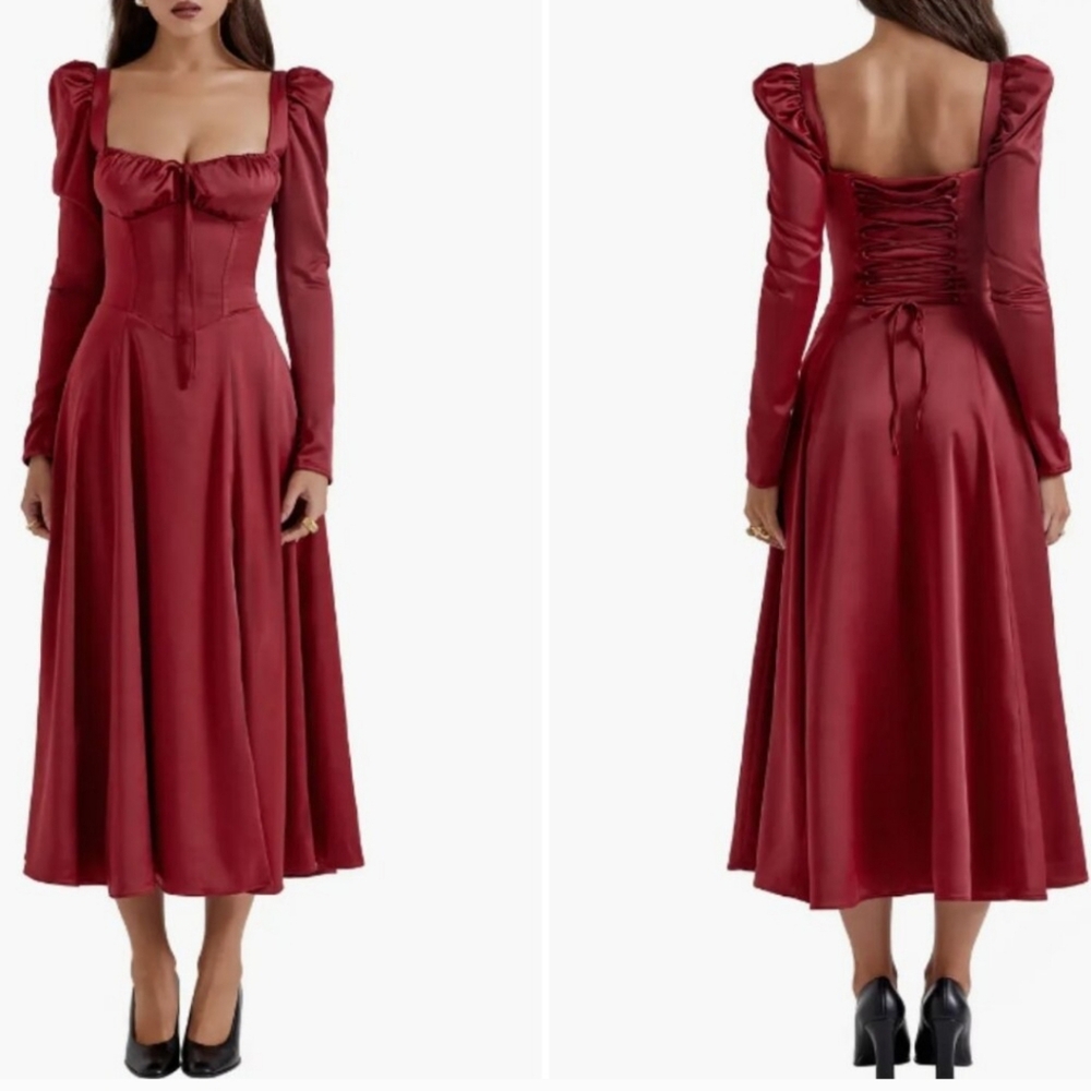 Sebille ruby red midi corset dress - Picture 3 of 6